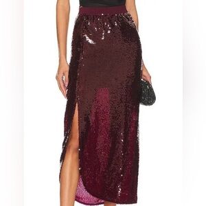 New All Saints Burgundy Sequin Skirt- Size L